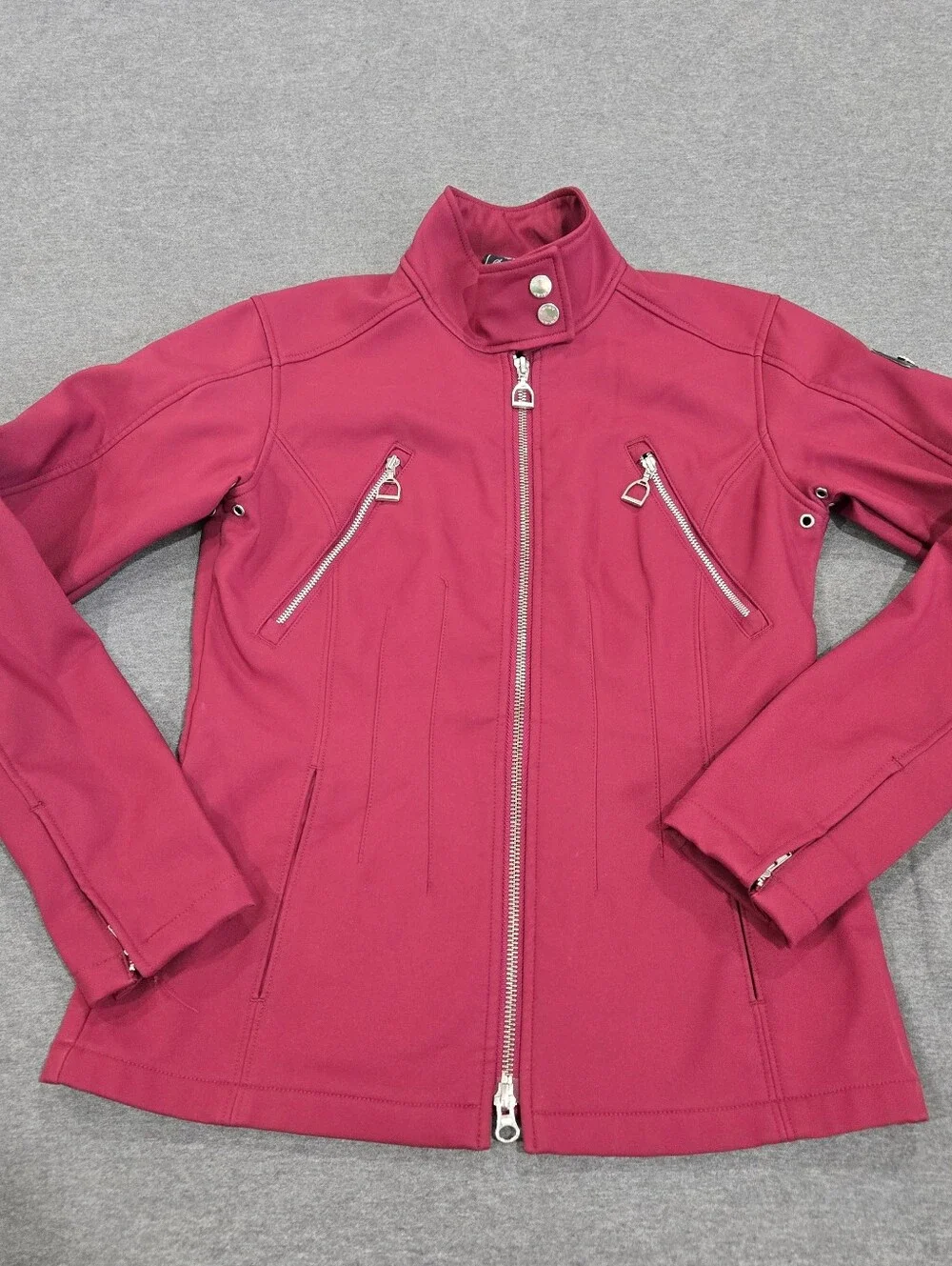 Ariat Equestrian Siftshell Riding Jacket Size XS Berry Pink Stirrup Zipper Pulls